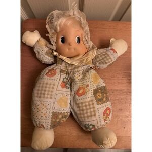 Uneeda Precious Moments Soft Plush Baby Doll Rubber‎ Face Blonde Freckles 13"